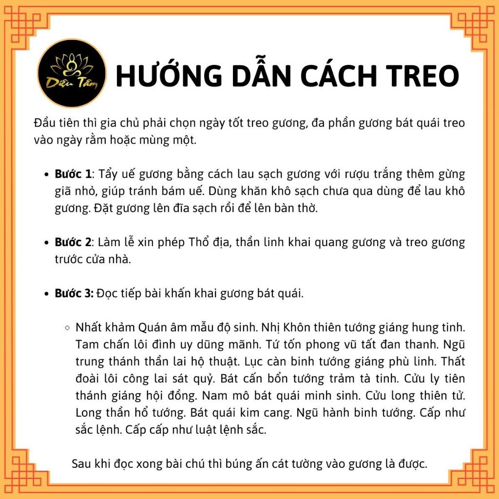 Gương Bát quái âm dương mặt sau hổ phù gương bát quái phong thủy có dây treo tâm kết