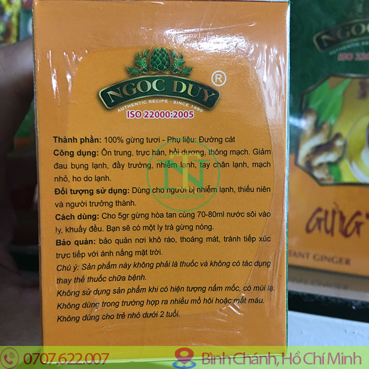 Trà Gừng hòa tan Ngọc Duy (hộp 10 gói)
