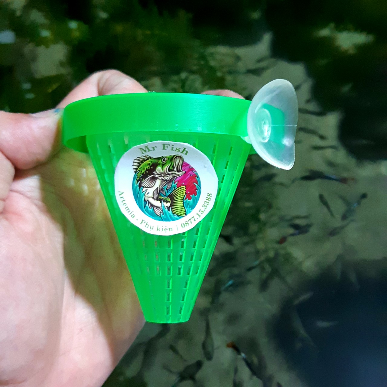 Phễu(rổ) đựng trùn chỉ bằng nhựa cho cá ăn - Mr Fish