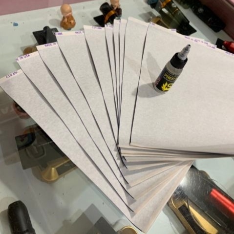 Set 10 giấy than 3 lớp + Gel in hình Prep Stuff 30ml