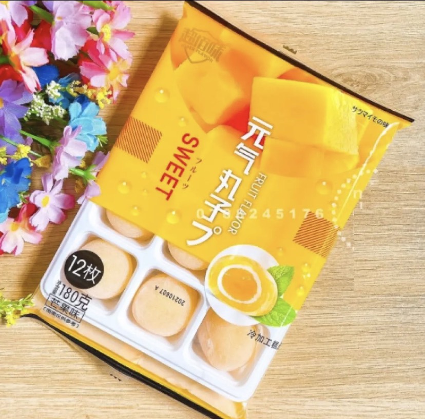 BÁNH MOCHI KEM LẠNH NHÂN TRÁI CÂY GÓI 12 cái 180g ( VỊ DÂU TÂY - XOÀI - NHO XANH - DÂU ĐEN )