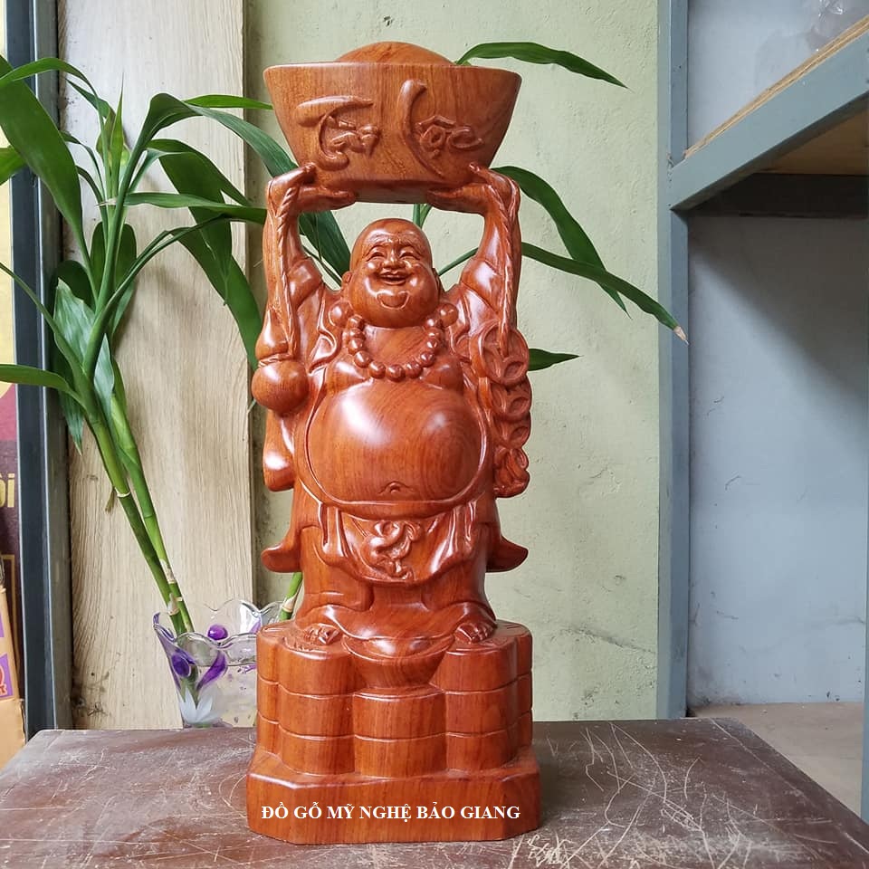 Tượng phật di lặc gỗ hương cao 40 cm