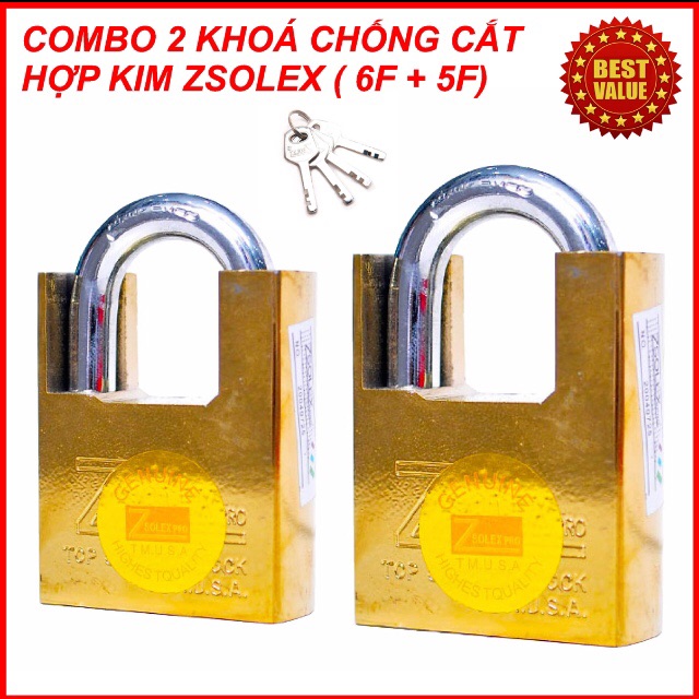 Combo 2 ổ khoá dùng chung 1 chìa chủ khoá SOLEX 6F chống cắt
