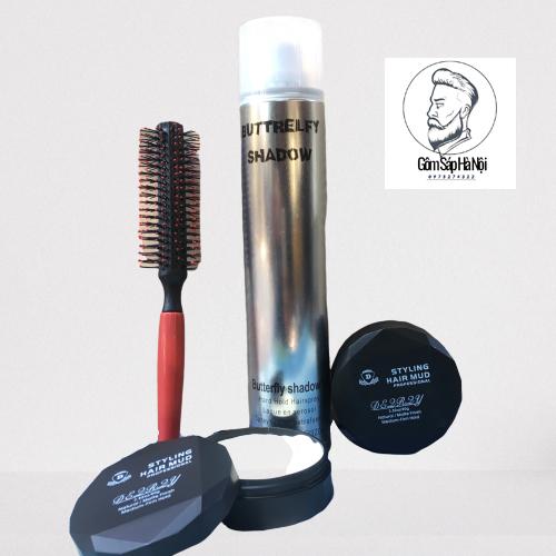 Combo Gôm Xịt Tóc Butter Fly  Shadow 320 ml + Sáp Vuôt Tóc D  Styling Tặng Lược