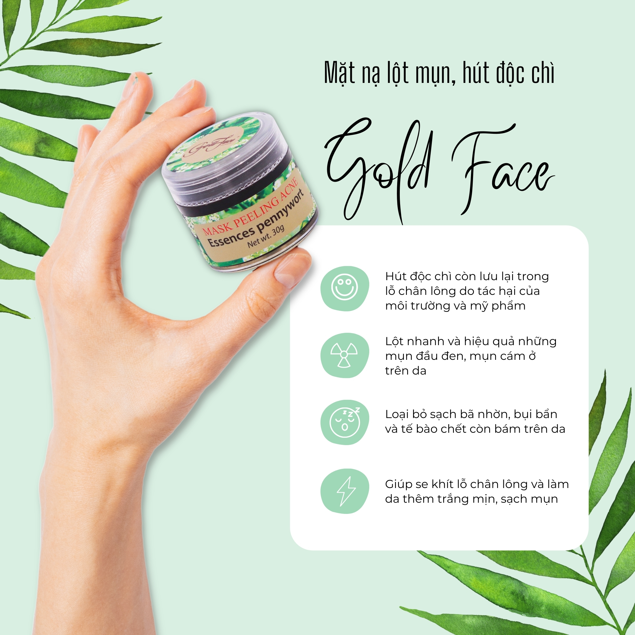 Mặt nạ lột mụn hút độc chì Gold Face 30G