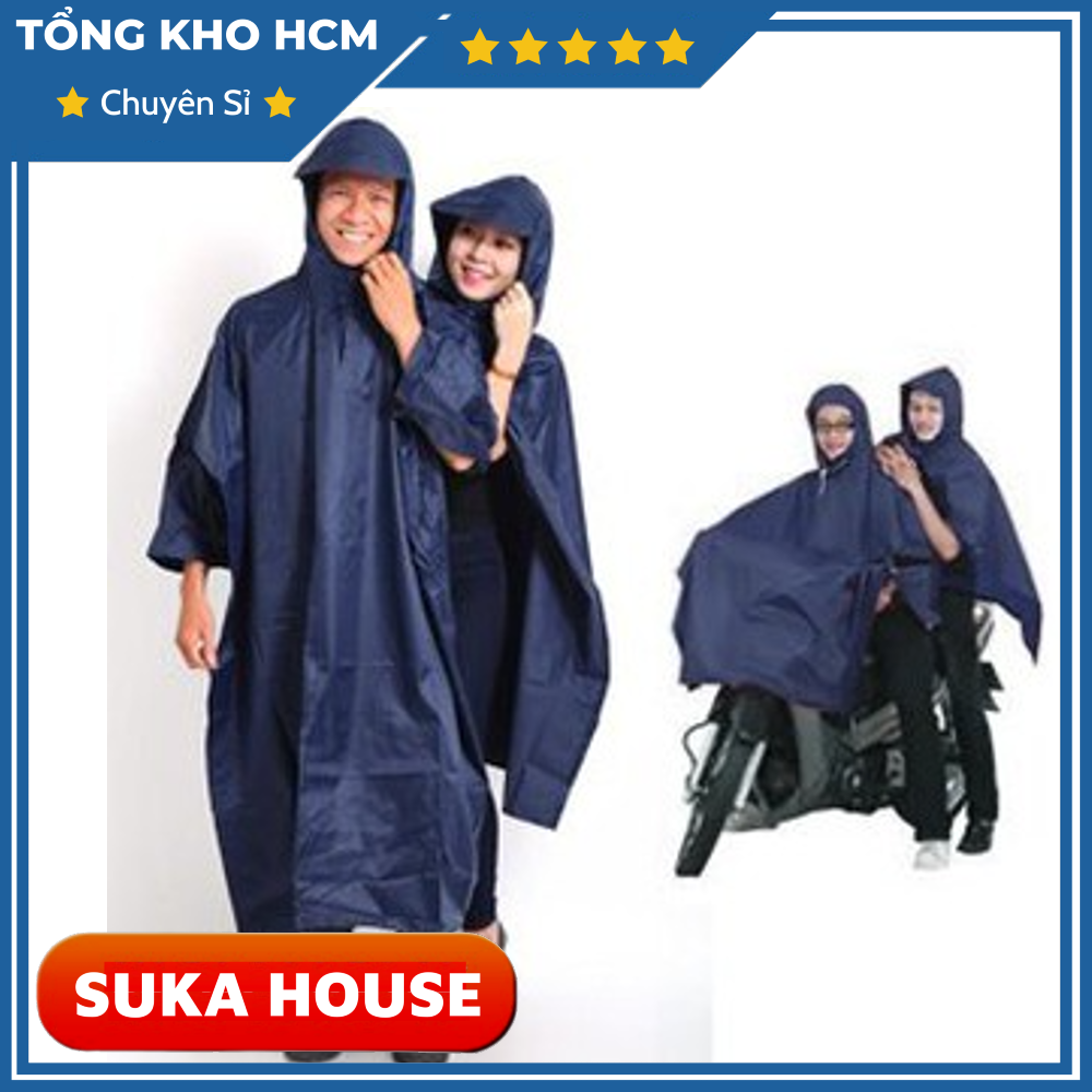 Áo mưa 2 người vải dù siêu bền áo mưa 2 đầu chắc chắn nhiều màu am07