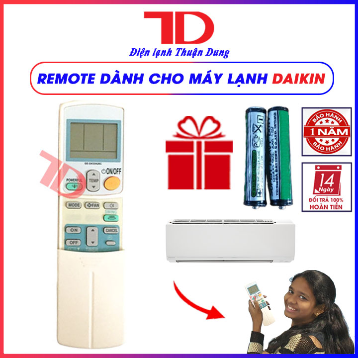Remote điều khiển điều hòa dành cho máy lạnh DAIKIN 1 nút viền xanh và viền đen - Điện Lạnh Thuận Dung