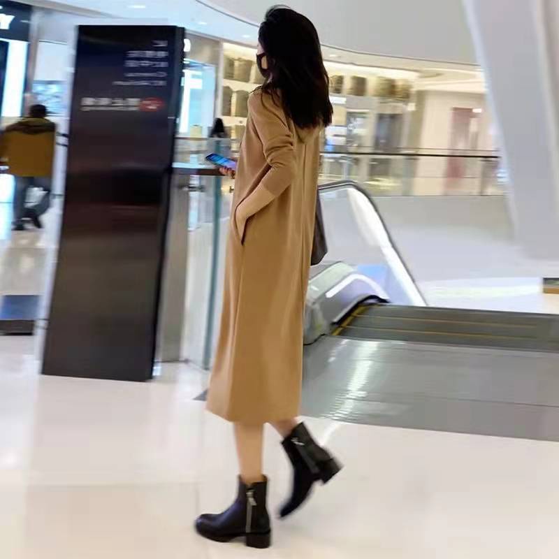 Đầm Hoodie Basic 2 Màu Dáng Dài Túi Bên Sườn