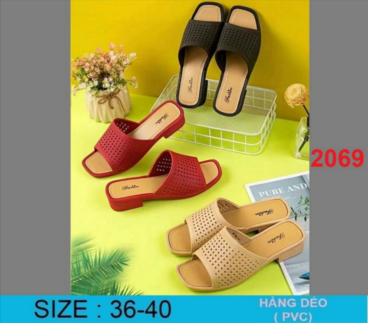 Dép nhựa đế cao nữ mềm nhiều mẫu(2059_2069) size 36-40