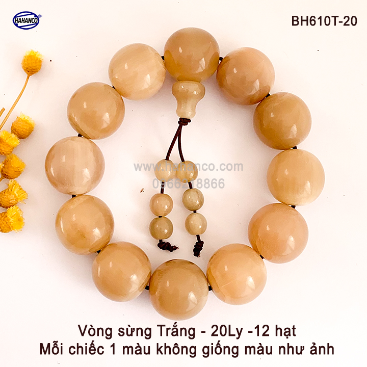 Vòng tay sừng trâu và sừng bò châu phi lục hạt - tài lộc - thịnh vượng - bh610 - hahanco