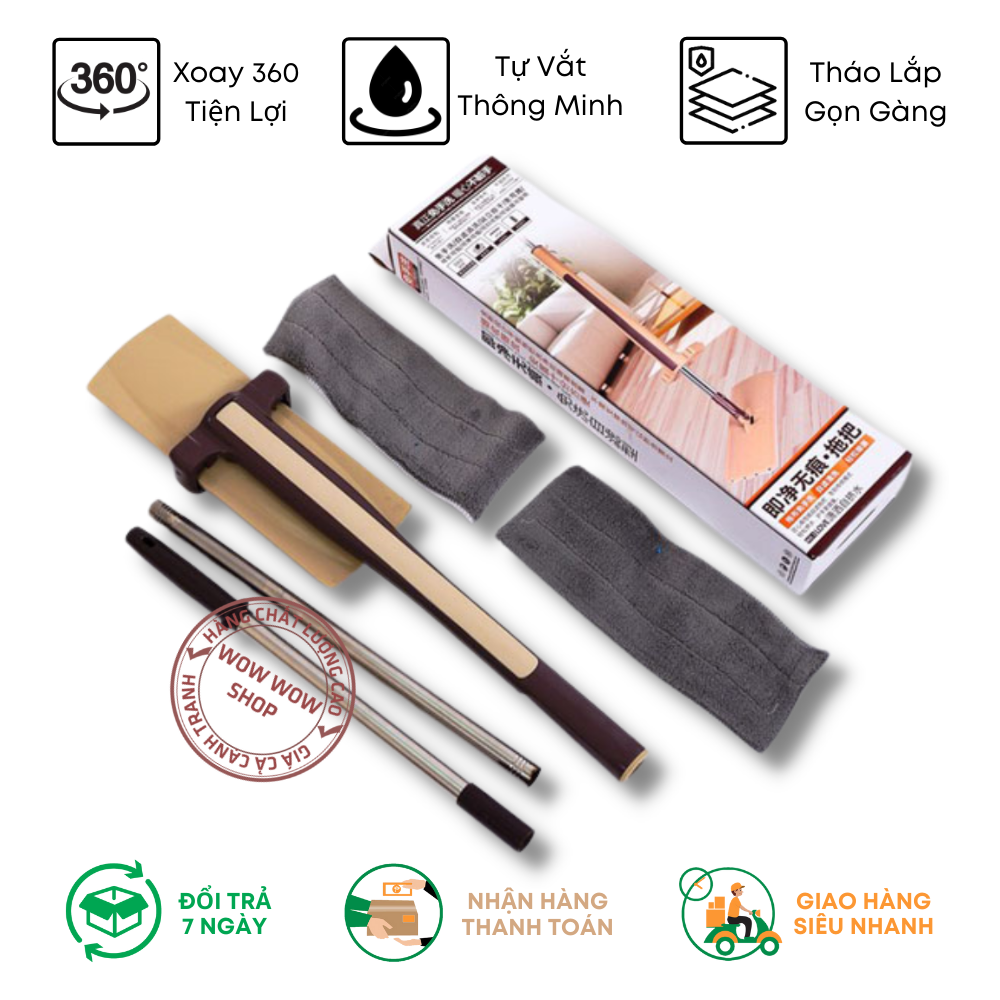 [HCM]Cây Lâu Nhà Tự Vắt Thông Minh Lau Kính Trần Nhà Sàn Nhà Xoay 360 Độ Vải Tĩnh Điện