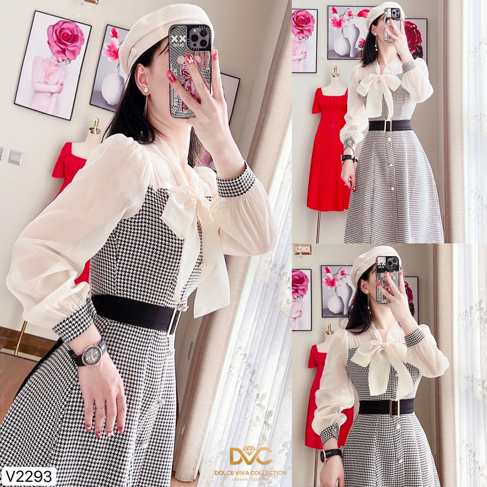 Váy dạ kẻ V2293 - Dolce Viva Collection