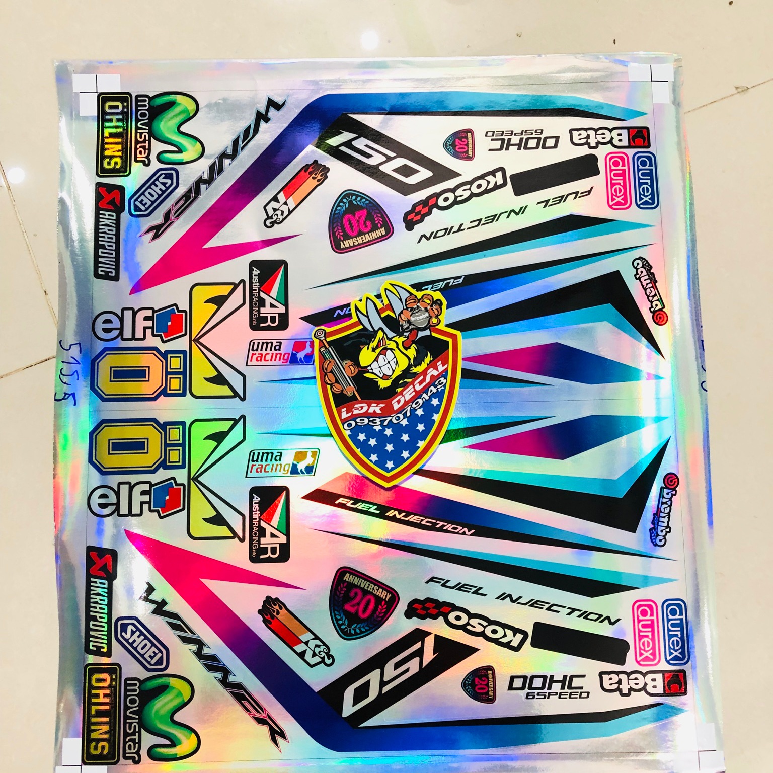 FREE SHIP - [ QUÍ KHÁCH VUI LÒNG MANG TEM RA TIỆM CHO THỢ DÁN] TEM RỜI winner dán xe trắng hoặc bạc phiên bản kỉ niệm Crom titan 7 màu