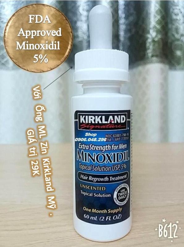 Thuốc mọc Tóc Râu Minoxidil Kirkland USA Chính Hãng từ Hoa Kỳ - 1 Chai và Ống ML Zin Kirkland Mỹ