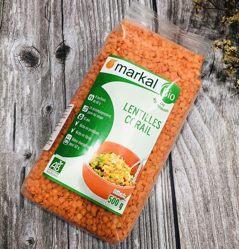 Đậu Lăng Đỏ Hữu Cơ Markal và Probios (Organic Red Lentils) - 500gr