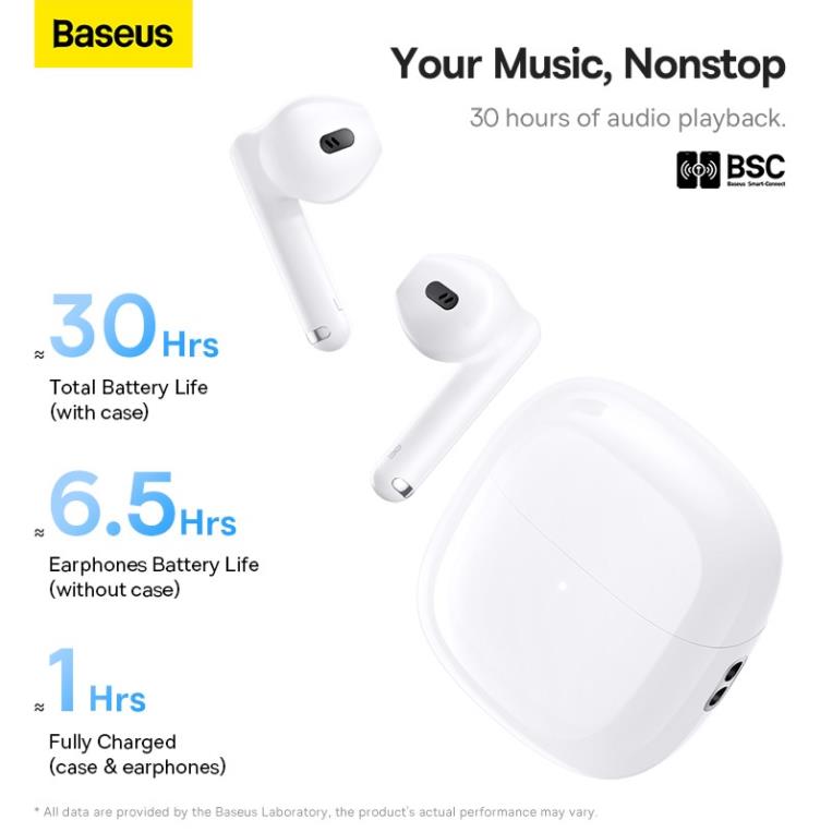Tai Nghe Bluetooth Baseus WX5 4-Mic ENC Sử Dụng 30 Giờ
