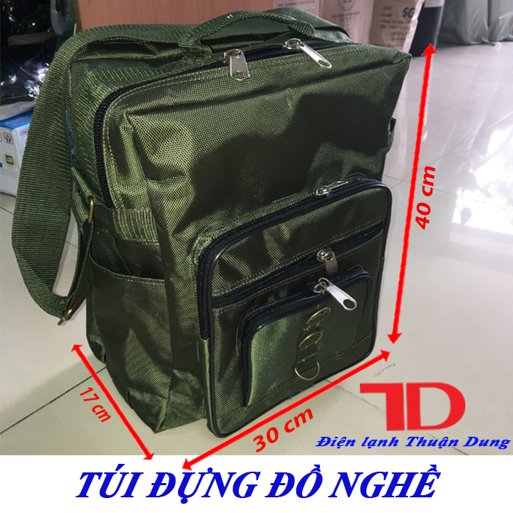 Túi Đựng Đồ Nghề Đứng size Trung Xanh Rêu, túi đồ nghề mẫu đứng màu xanh rêu - Điện Lạnh Thuận Dung