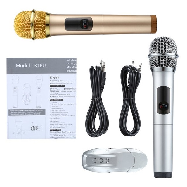 Mic Karaoke Không Dây Excelvan K18U (Mic đôi)/excelvan K18V(míc đơn)