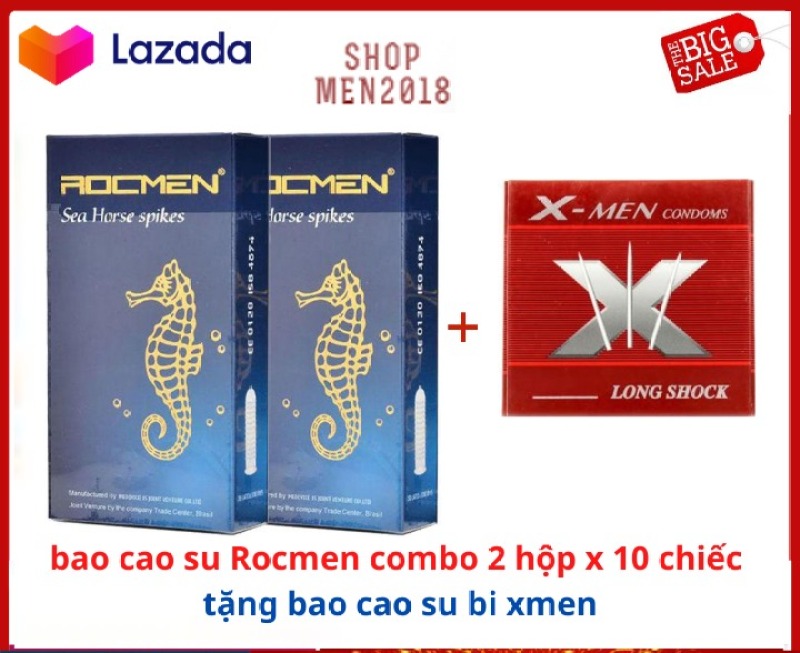 Combo 2 bao cao su Rocmen xanh xéo dài thời gian quan hệ tặng bao cao su bi lớn