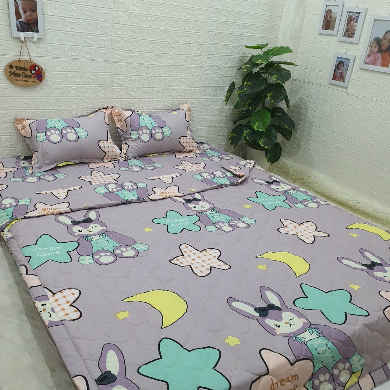 Bộ Chăn Ga Gối Cotton Poly - Thỏ Tím ( 3 Món , 4 Món , 5 Món ) Tiệm Nhà Cá