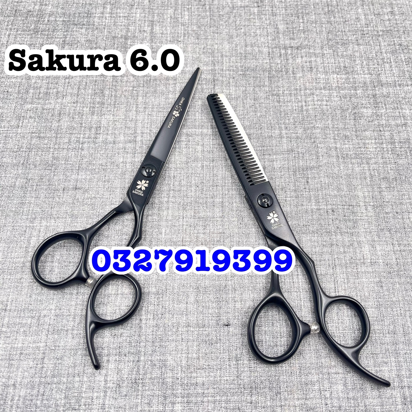 SAKURA đen Kéo Cắt Tóc Cao Cấp Nhật Bản 6.0 inch Hồng Thép S440C Độ Cứng Trên 62HRC Lưỡi Sắc Bén Chất Lượng Tuyệt Vời