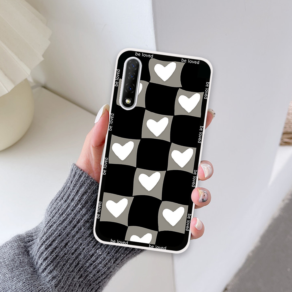 Ốp lưng Vsmart Live, ốp điện thoại vsmart, vinsmart hình hoạ tiết thời trang 3D, trái tim nền kẻ caro