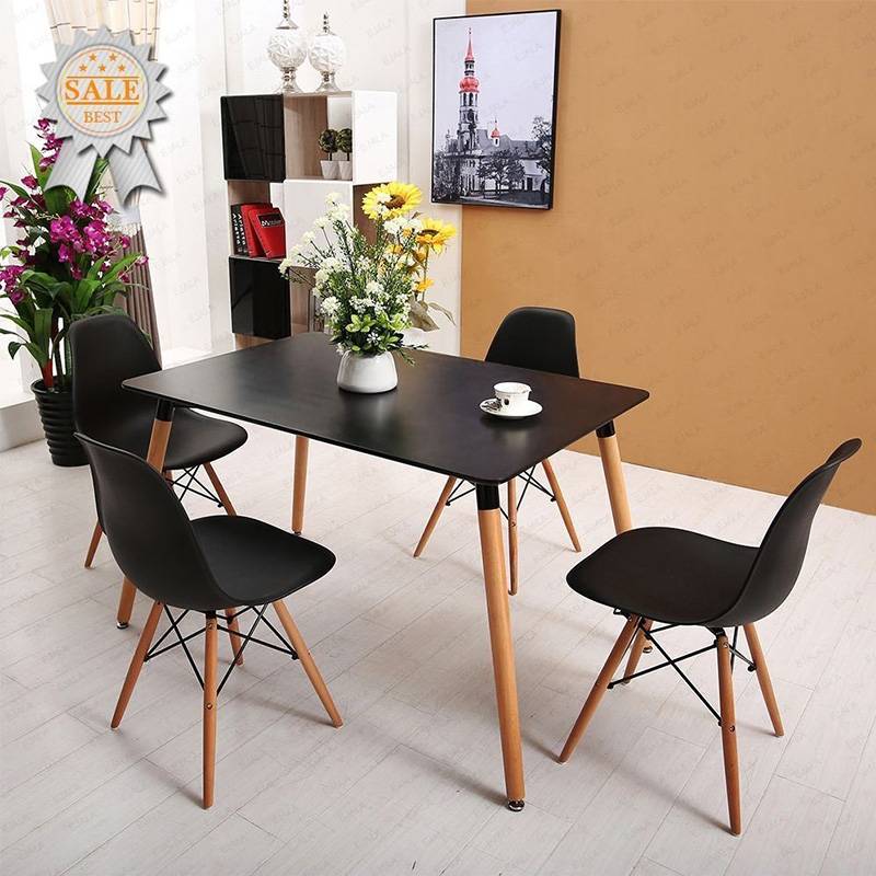 [Freeship][Trả góp 0%] Bộ bàn ăn IBIE Veron 4 - 6 ghế Eames chân gỗ đan, lưng nhựa cao cấp, tùy chọn màu sắc, phong cách hiện đại, hàng nhập khẩu loại 1