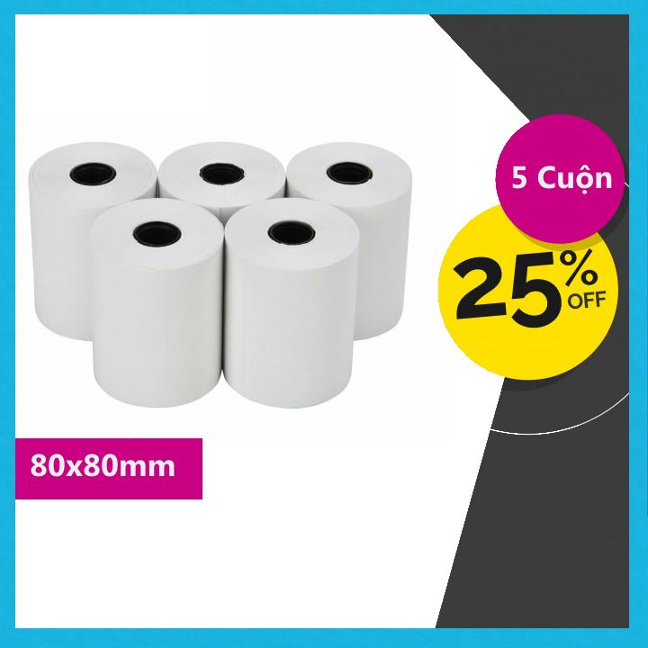 5 cuộn giấy in nhiệt k80 phi 80