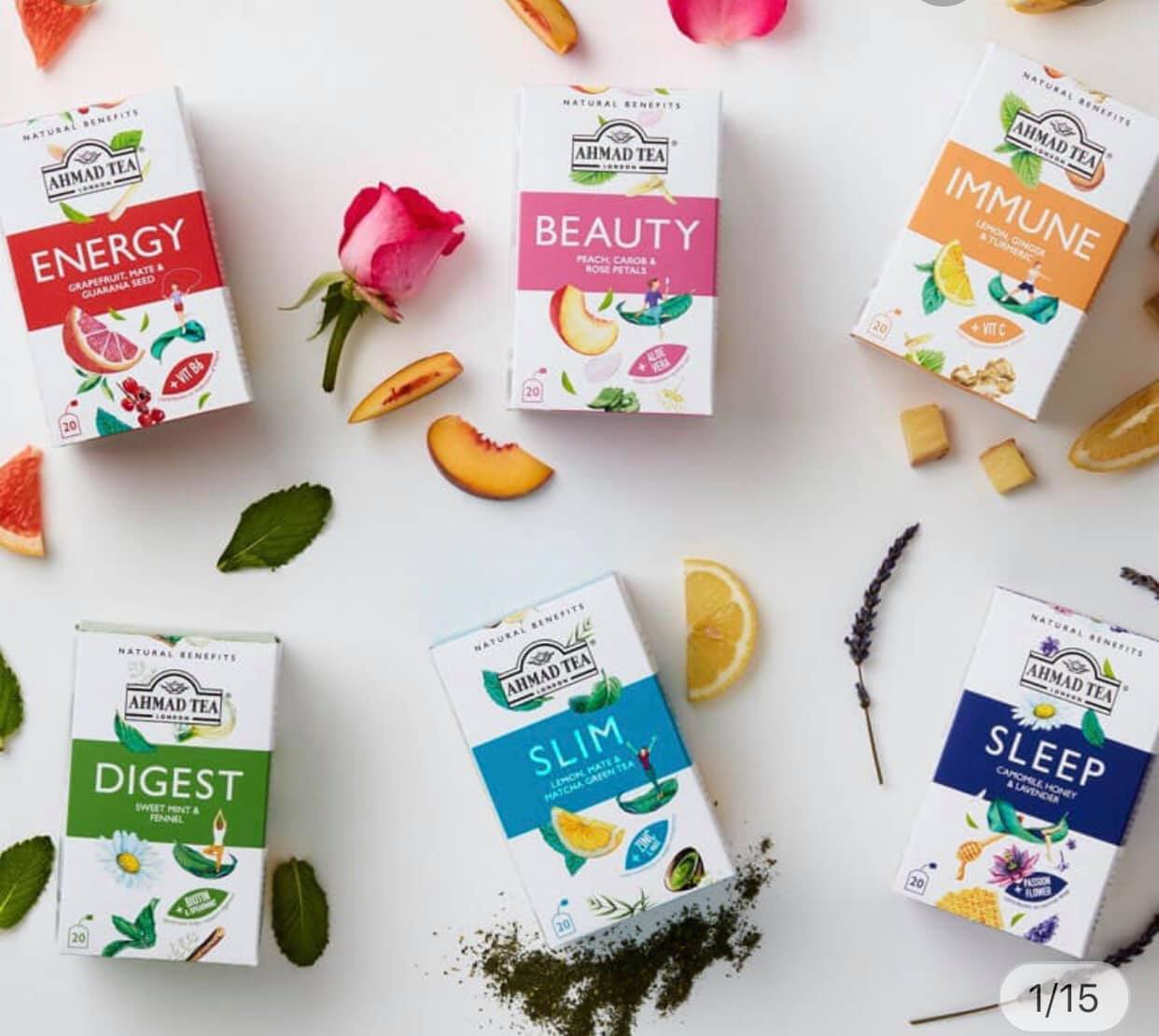 Trà thảo mộc Ahmad Organic Premium - ENERGY INFUSION (Năng lượng cuộc sống) (túi lọc có bao thiếc - 20 túi/hộp)