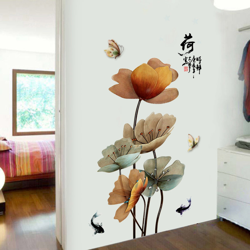 Decal dán tường hoa pha lê 3D