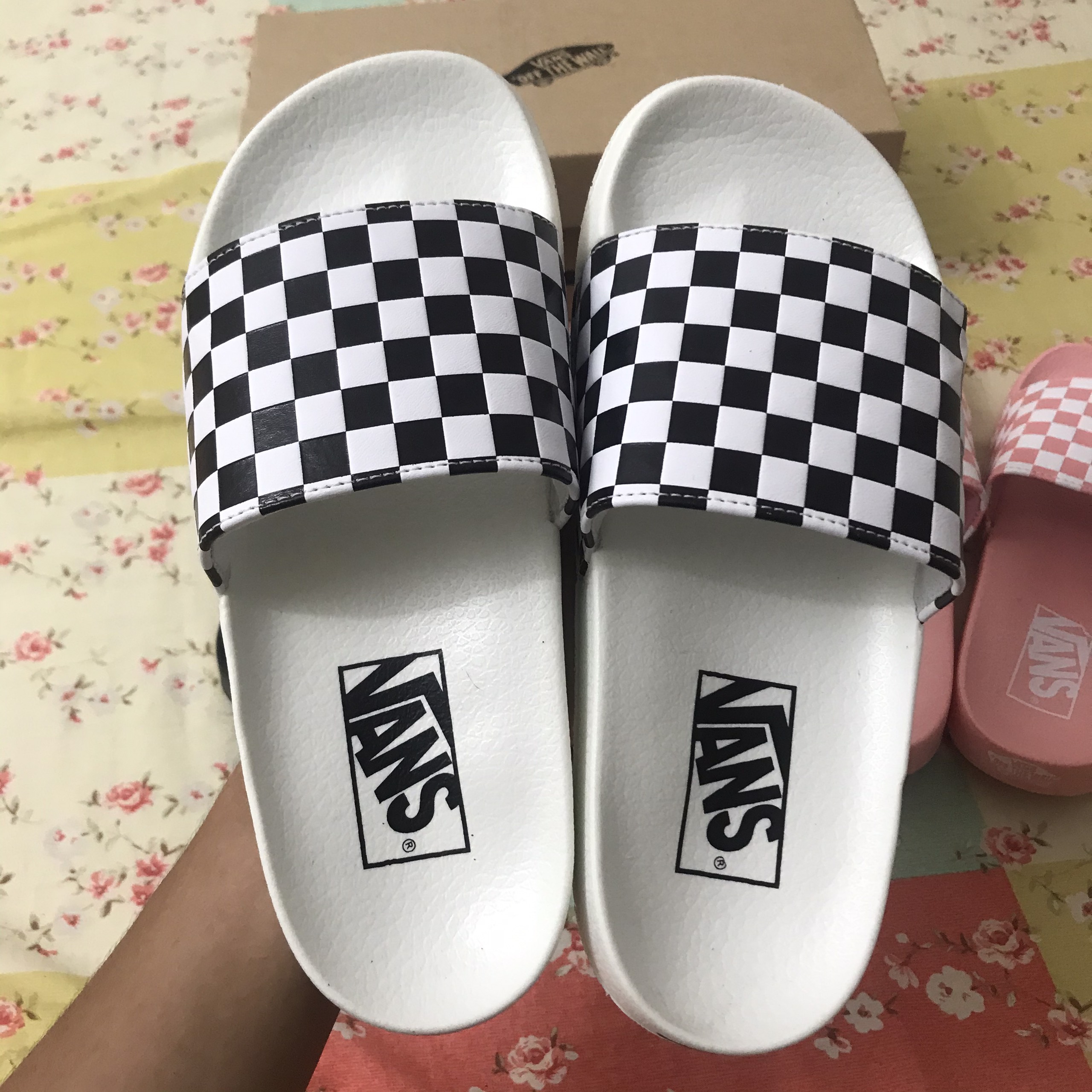 [HCM]Dép vans caro quai ngang [siêu nhẹ và êm] full box