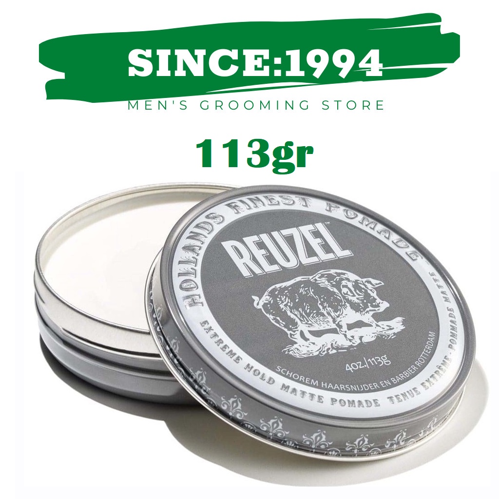 Sáp vuốt tóc Reuzel Extreme Hold Matte - lợn xám