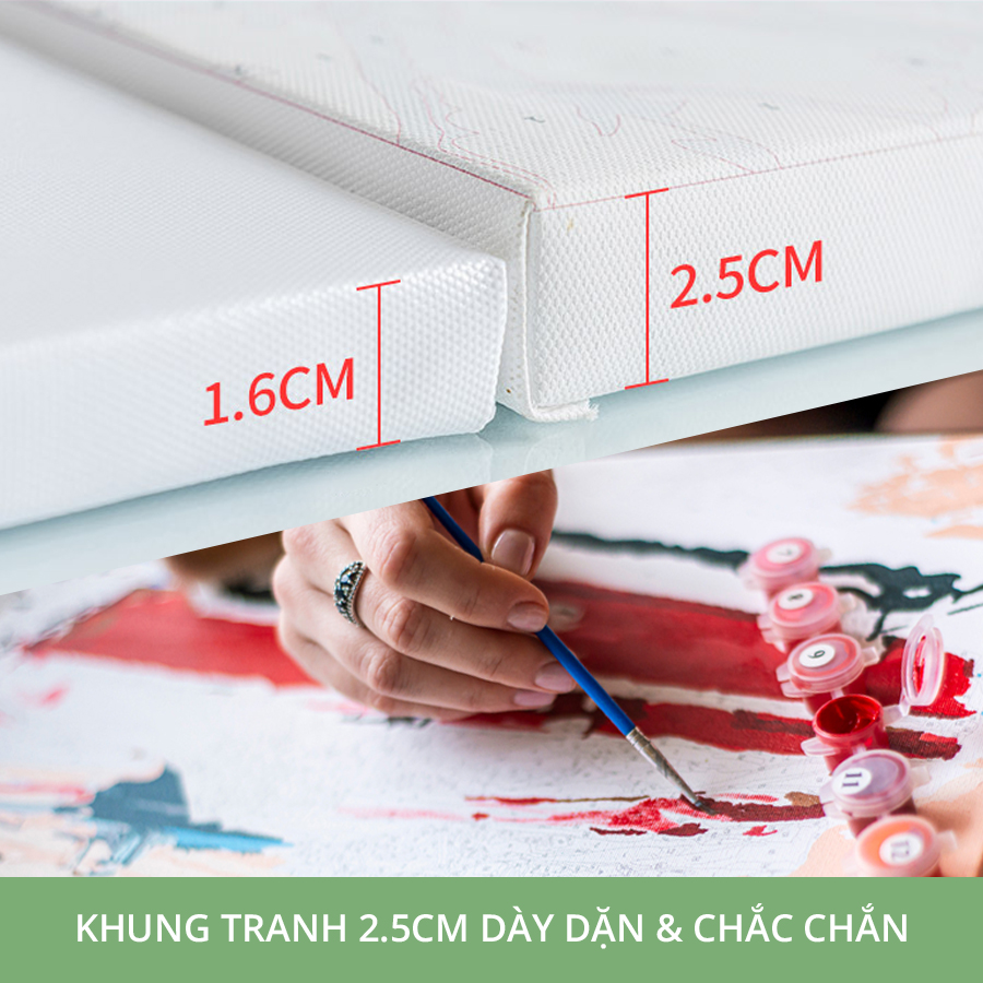 ✅Tranh số hóa Sen trắng đã căng khung 40x50cm