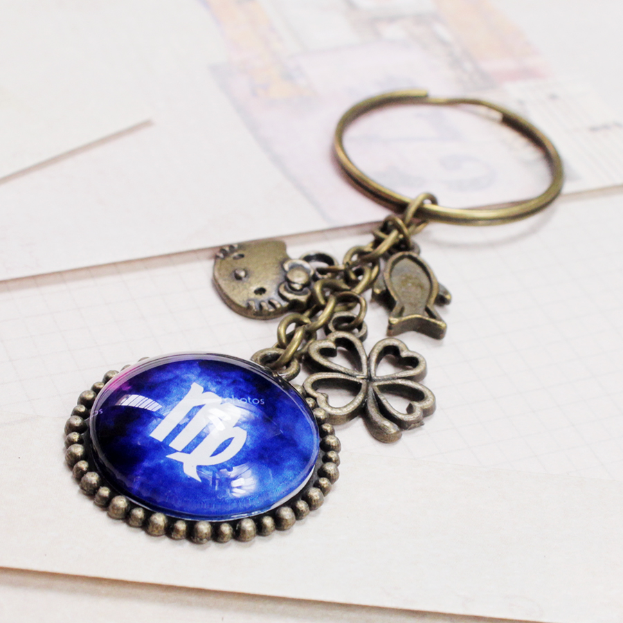 Móc khóa 12 cung hoàng đạo Zodiac màu sắc tươi sáng siêu đẹp 06646-MK20MM0021