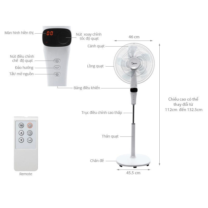 Quạt Đứng Media Fs40-15Dr - Công Xuất 55W