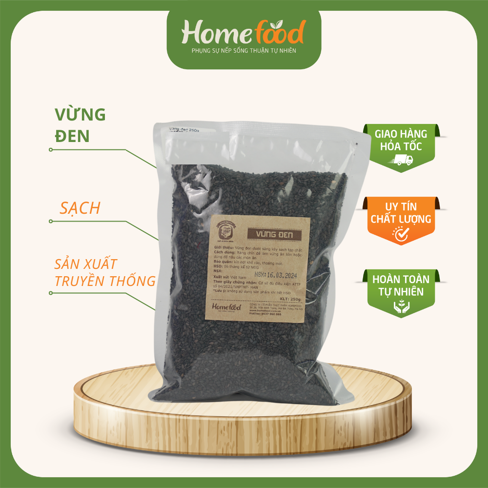 Vừng đen homefood túi 250g/vừng đen sạch