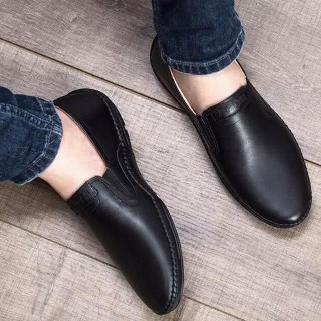 Giầy mọi khâu đen nam nót đen