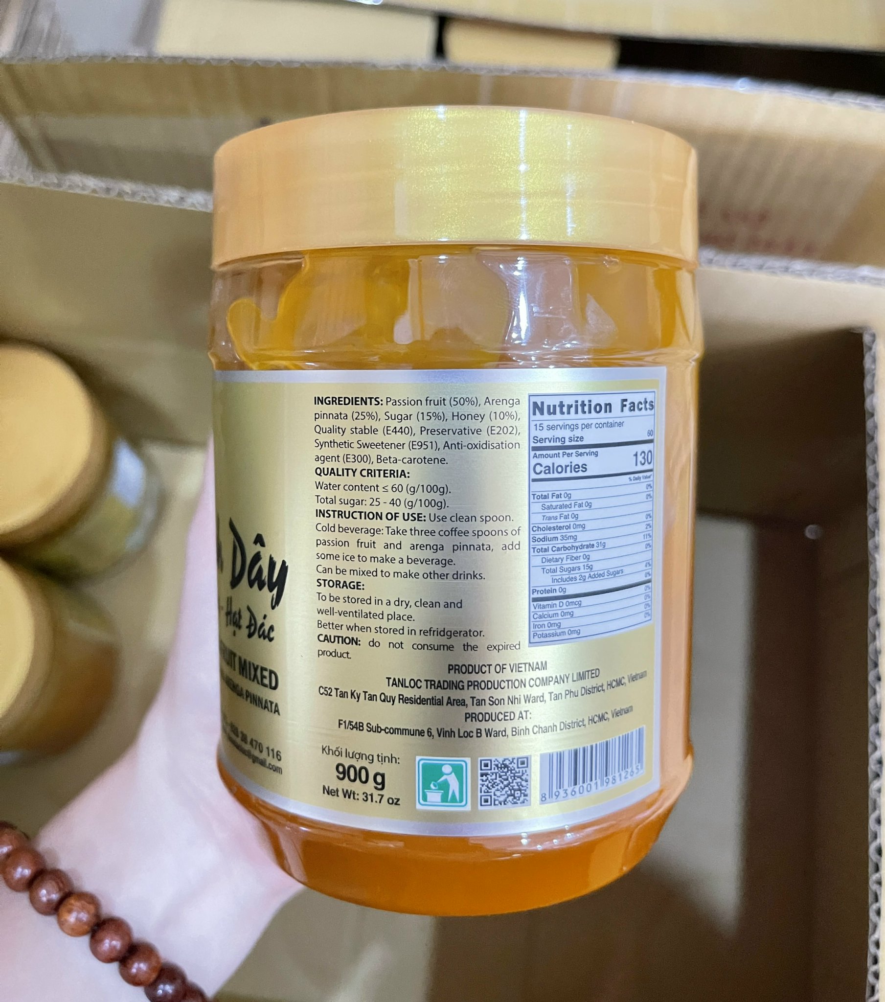 Chanh Dây Mật Ong Hạt Đác - thương hiệu TẤN LỘC