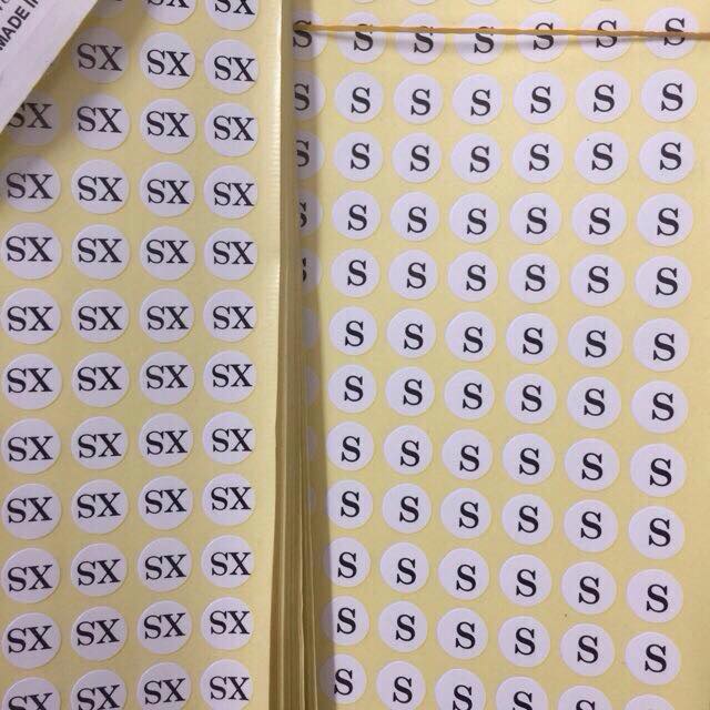 1 miếng có 140 con dán Decal dán size, size số dán mác quần áo MX