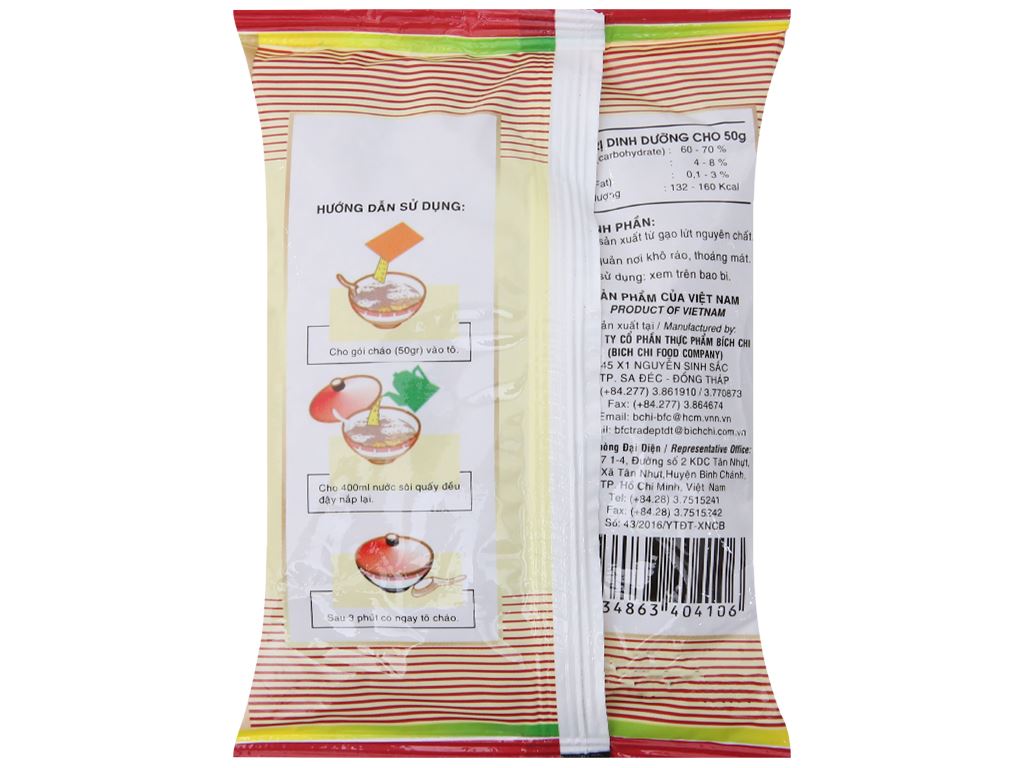 Thùng 50 gói cháo gạo lứt Bích Chi