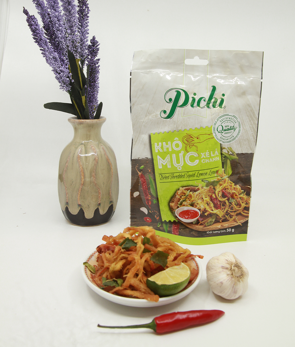 [HCM]Combo 3 gói Pichi Khô mực xé lá chanh 50g
