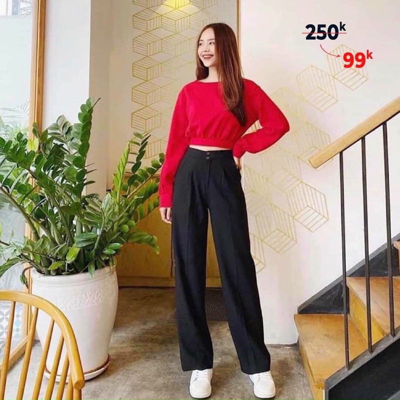 Quần ống loe lưng siêu cao 2 cúc(ms942) gs90