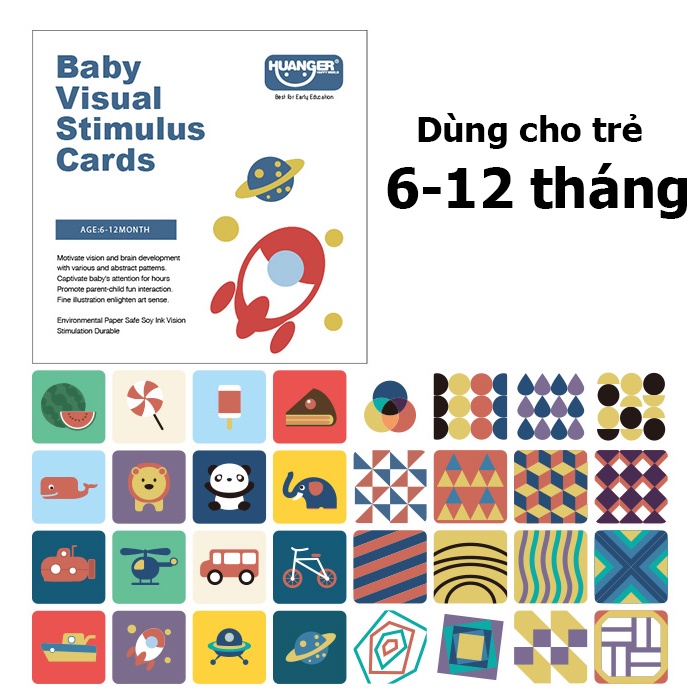 Combo 16 thẻ kích thích thị giác cho bé từ 0-36 tháng