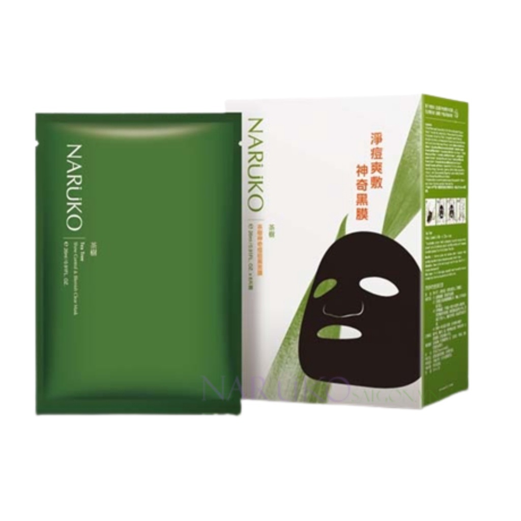 Mặt nạ naruko tea tree shine control and blemish clear mask - tràm trà kiểm soát dầu và giảm mụn 26ml