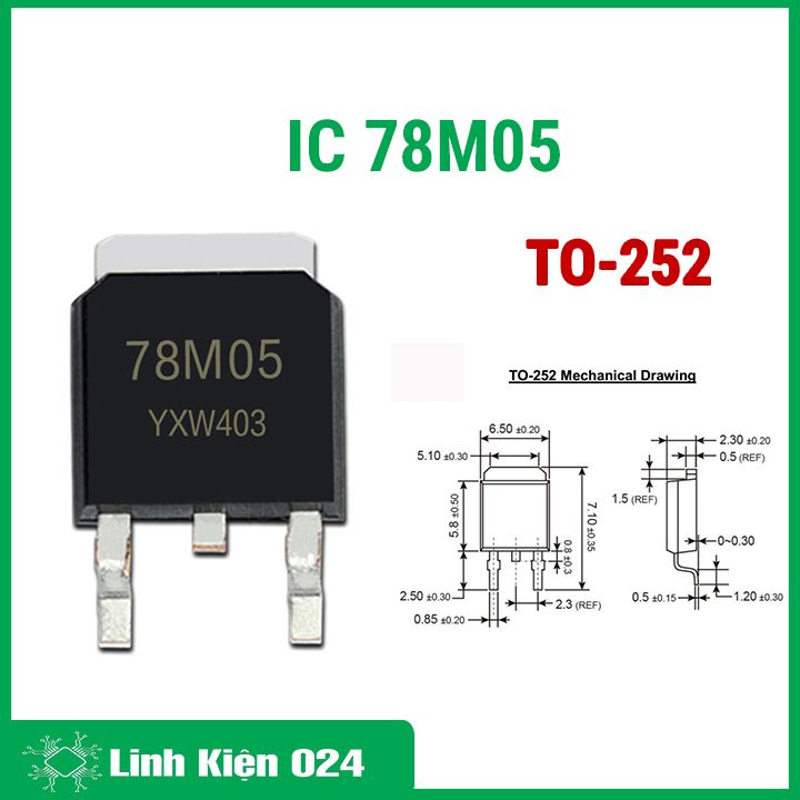 Ic ổn áp 78m05 to-252 đầu ra 5v 0.5a
