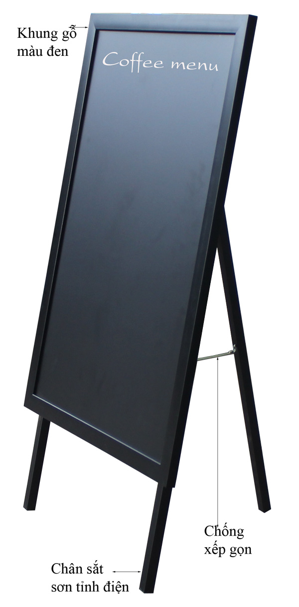 Bảng đen menu khung gỗ có chân 1 mặt Bavico 60x80cm