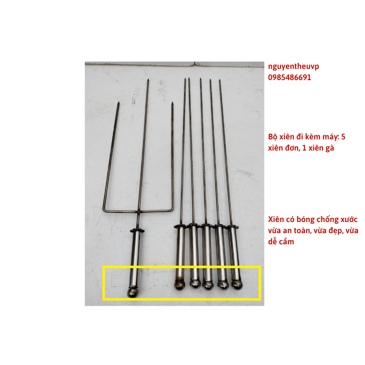 Máy nướng thịt, chả mini tự động chuẩn (xiên  inox đi kèm máy)