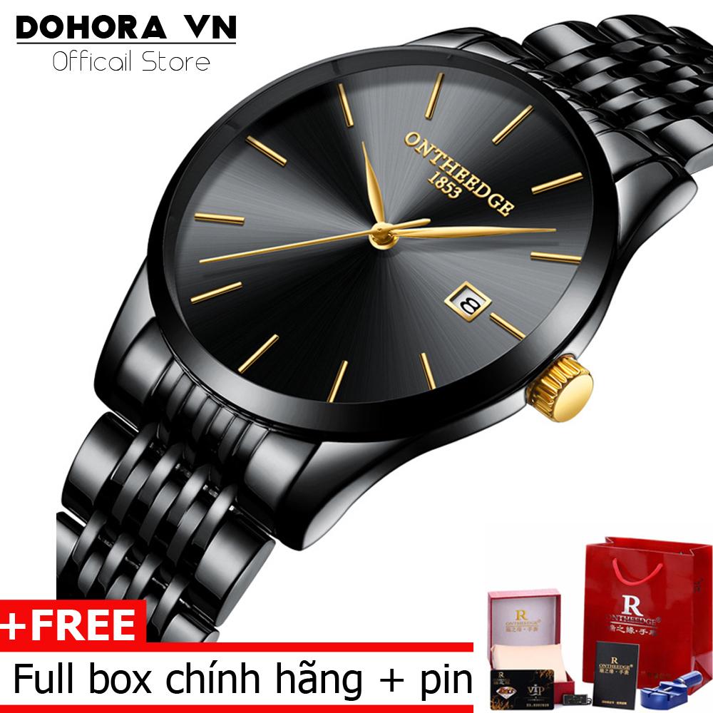 Đồng hồ nam mặt mỏng 7mm dây thép đặc không gỉ Ontheedge D010 chống nước 30m