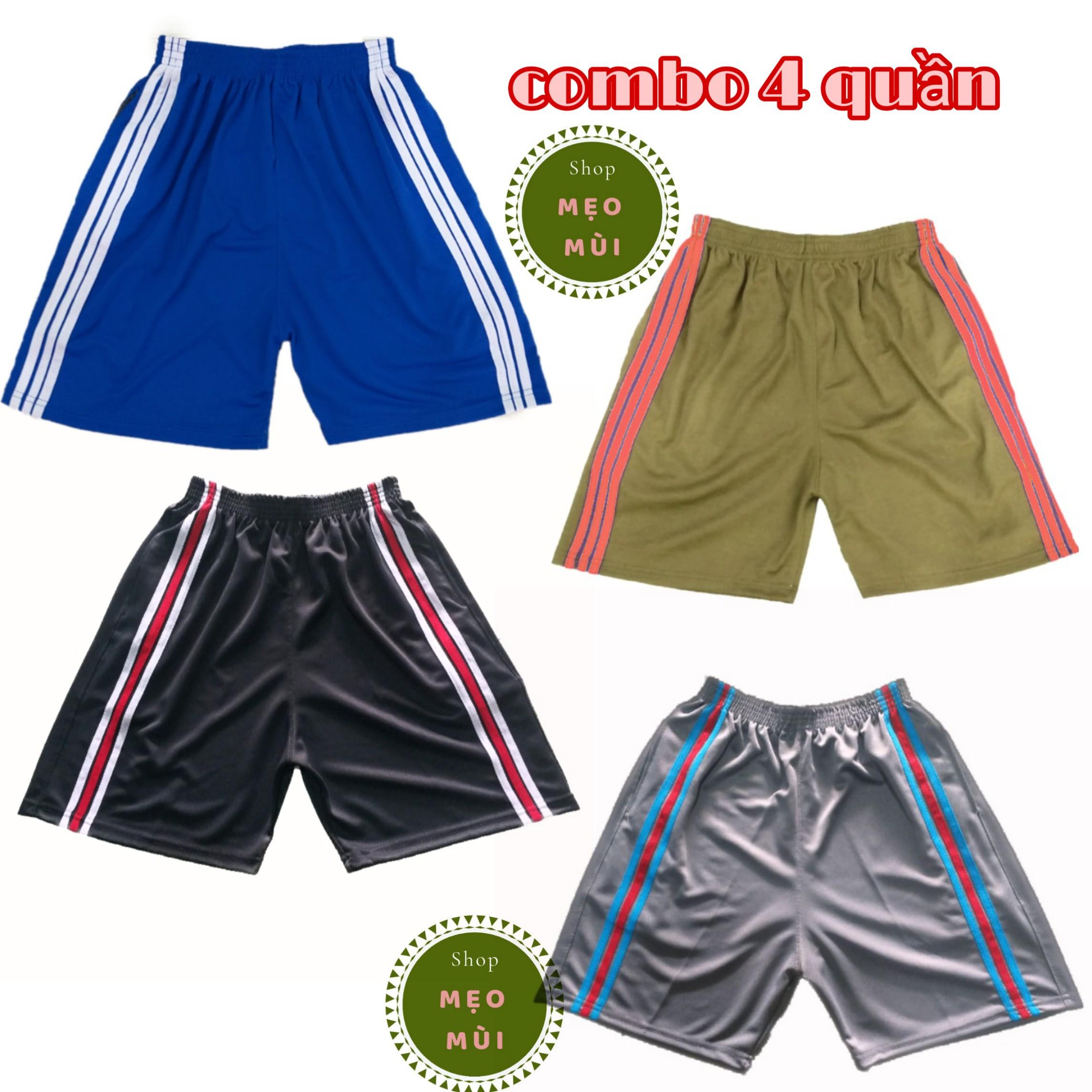 [HCM]Combo 4 quần đùi thun thể thao nam 3 sọc