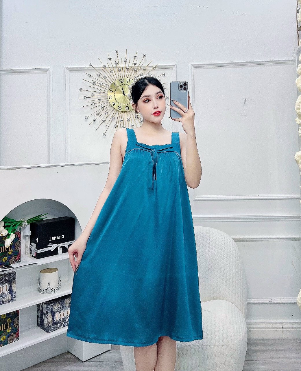 Đầm Lụa Satin Freesize Dưới 65kg